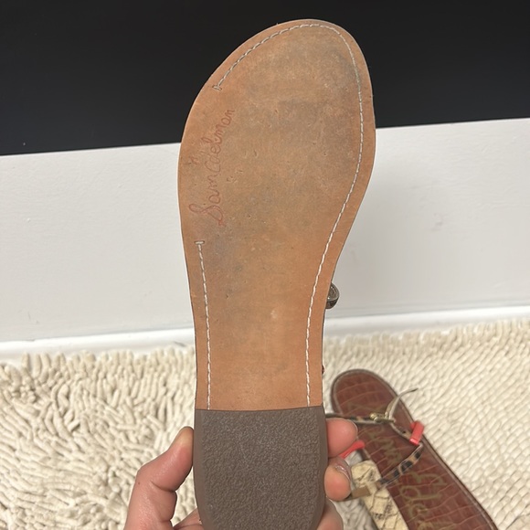 Sam Edelman Gigi Leather Calf Hair Snake print strap Sandal - Picture 5 of 8